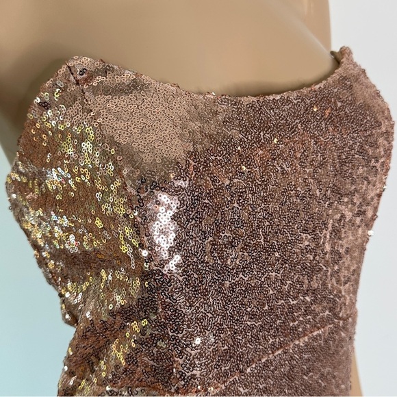 Lulus gold strapless bodycon sequin dress large - Picture 4 of 6